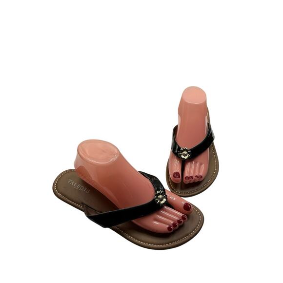 Talbots Sandals Flip Flop Slip On Casual Toe Post Open Toe Women’s Sz. 10 Black - Picture 2 of 11